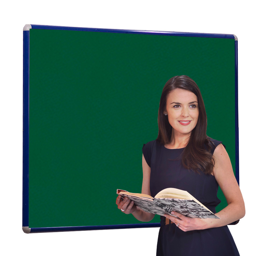 SmartShield Blue Aluminium Framed Noticeboard in Green
